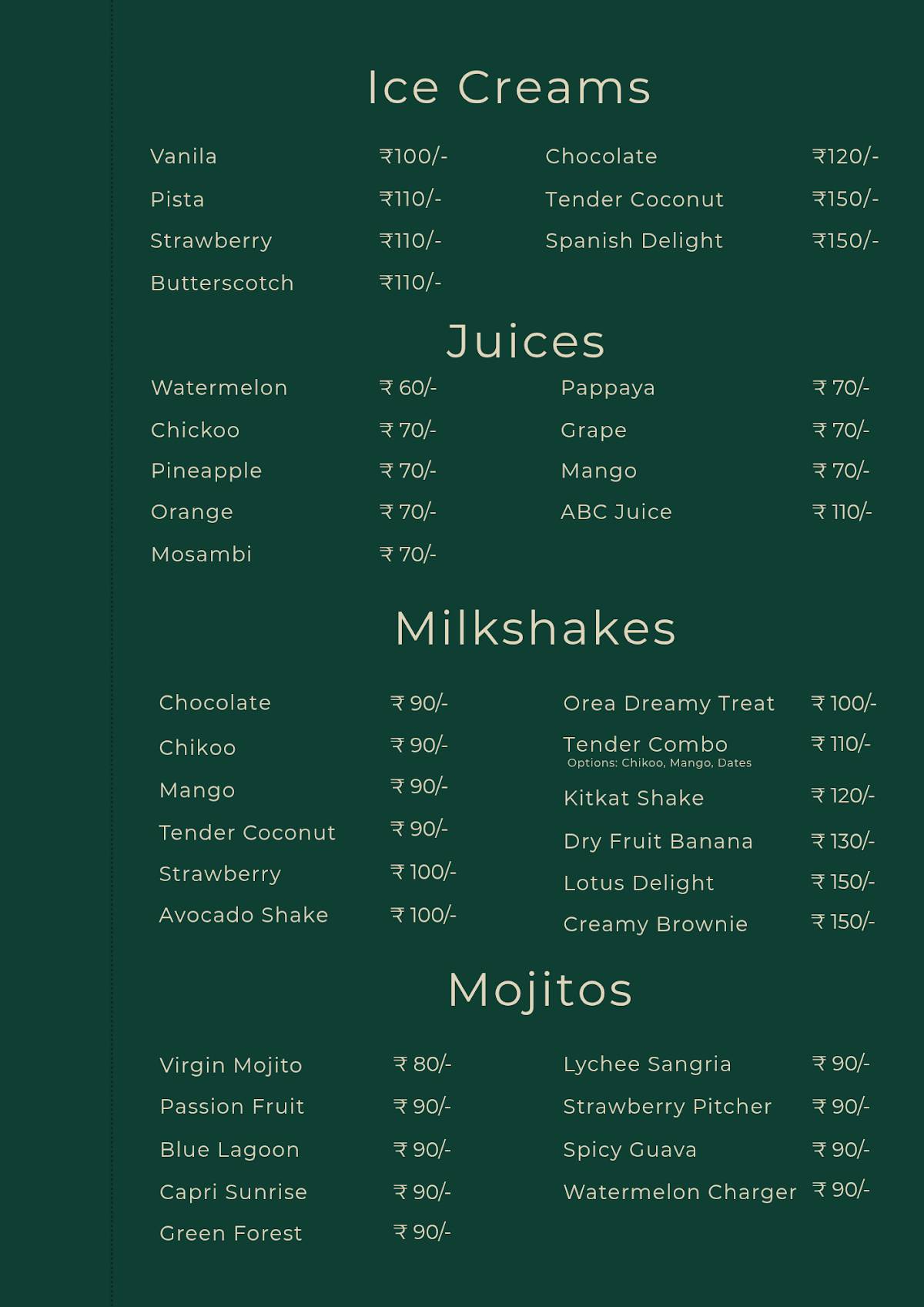 The Bridge Resto Cafe menu