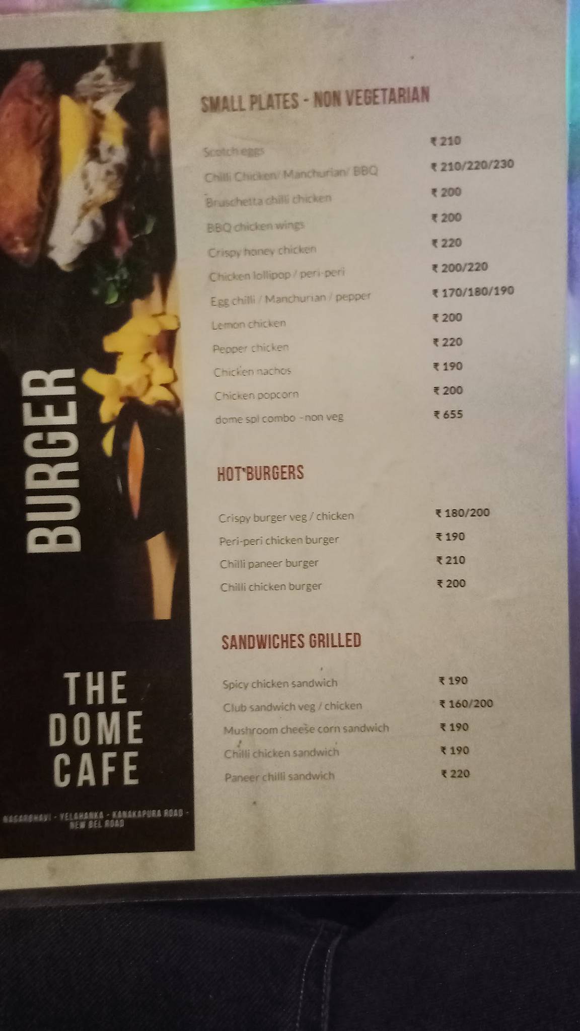 Menu at The Dome Cafe Nagarbhavi, Bengaluru