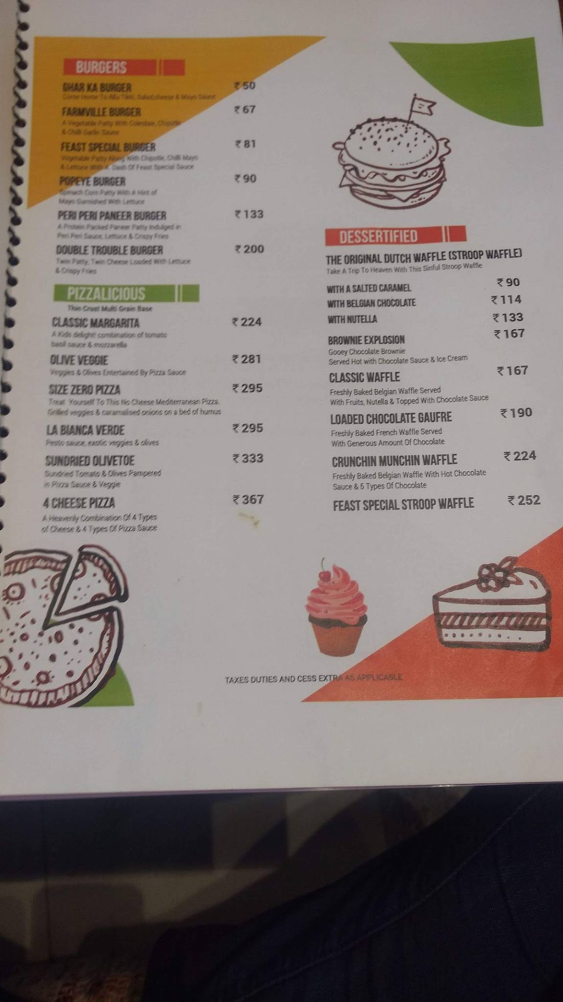 The Feast Bakery menu