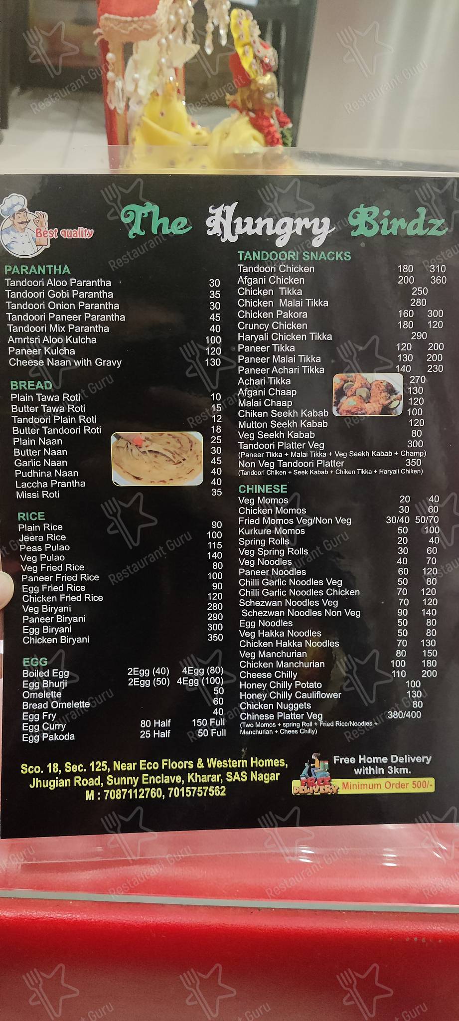 The Hungry Birdz menu