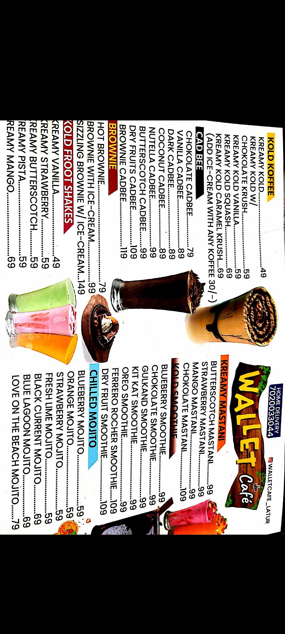 Wallet Cafe menu