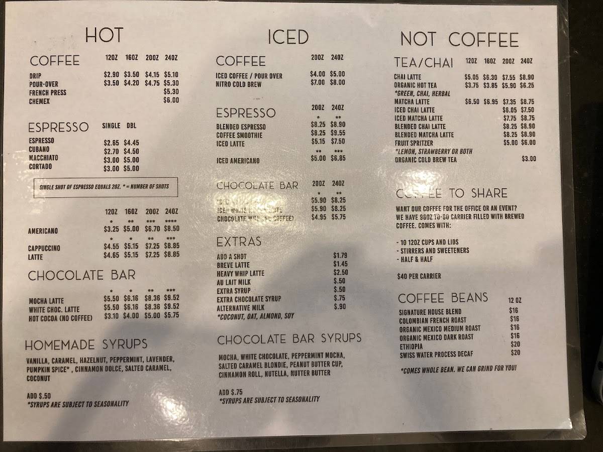 Wander'n Calf Espresso Bar and Bakery menu