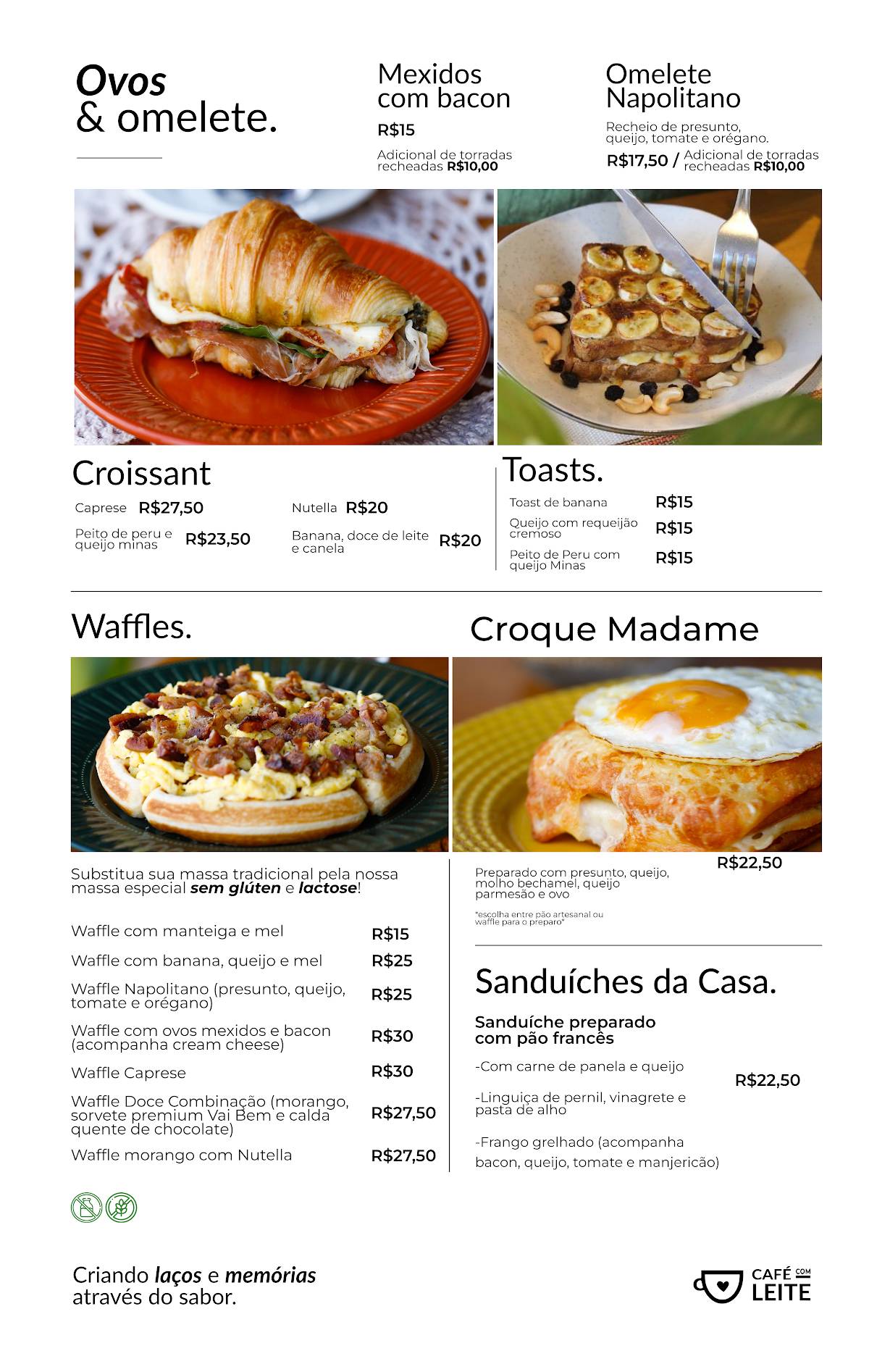 CaFÉ com Leite Gama cardápio