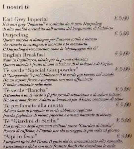 Menu di Pasticceria Cucchi 