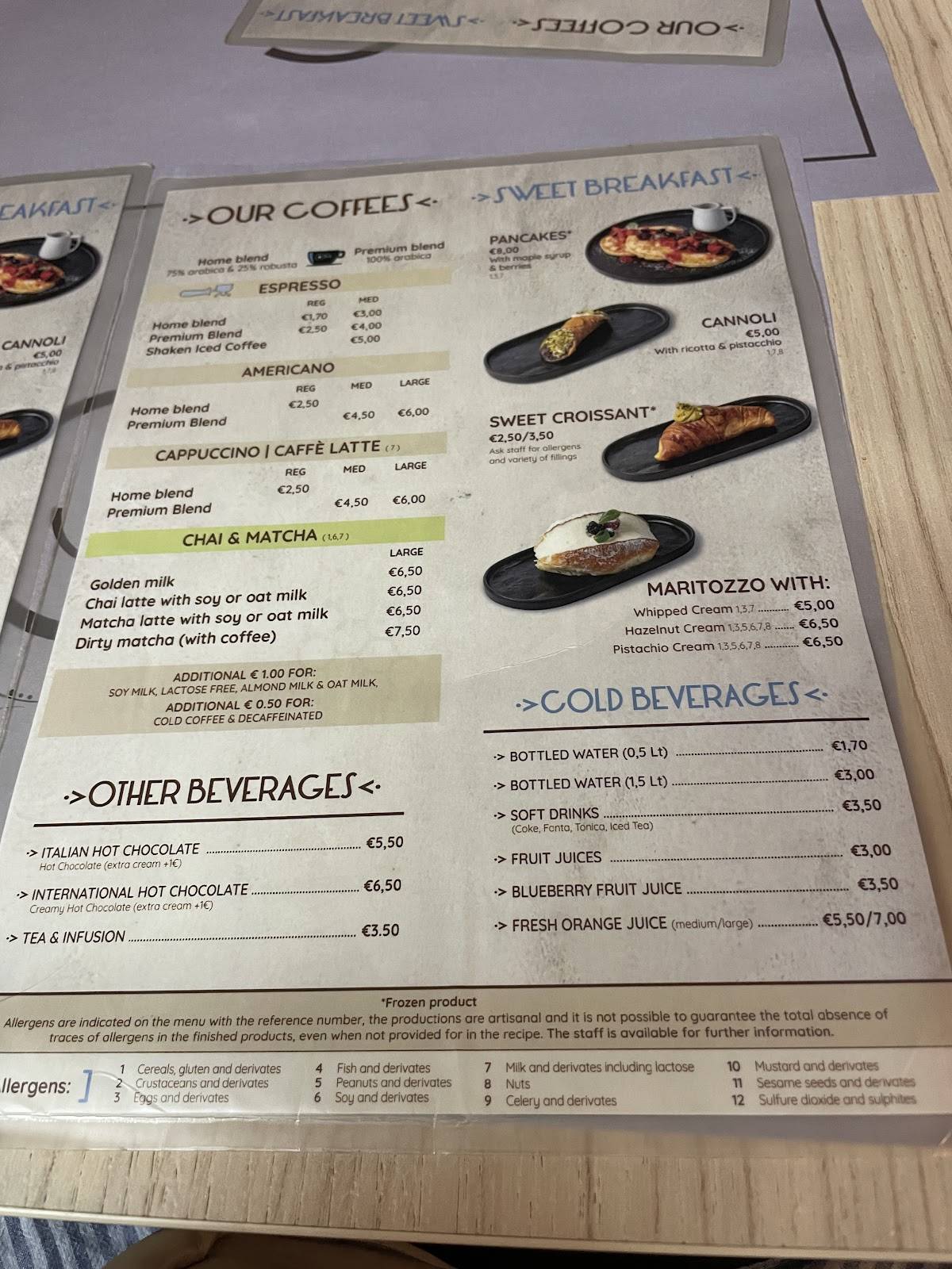 Menu de Trecaffè - Via dei due Macelli