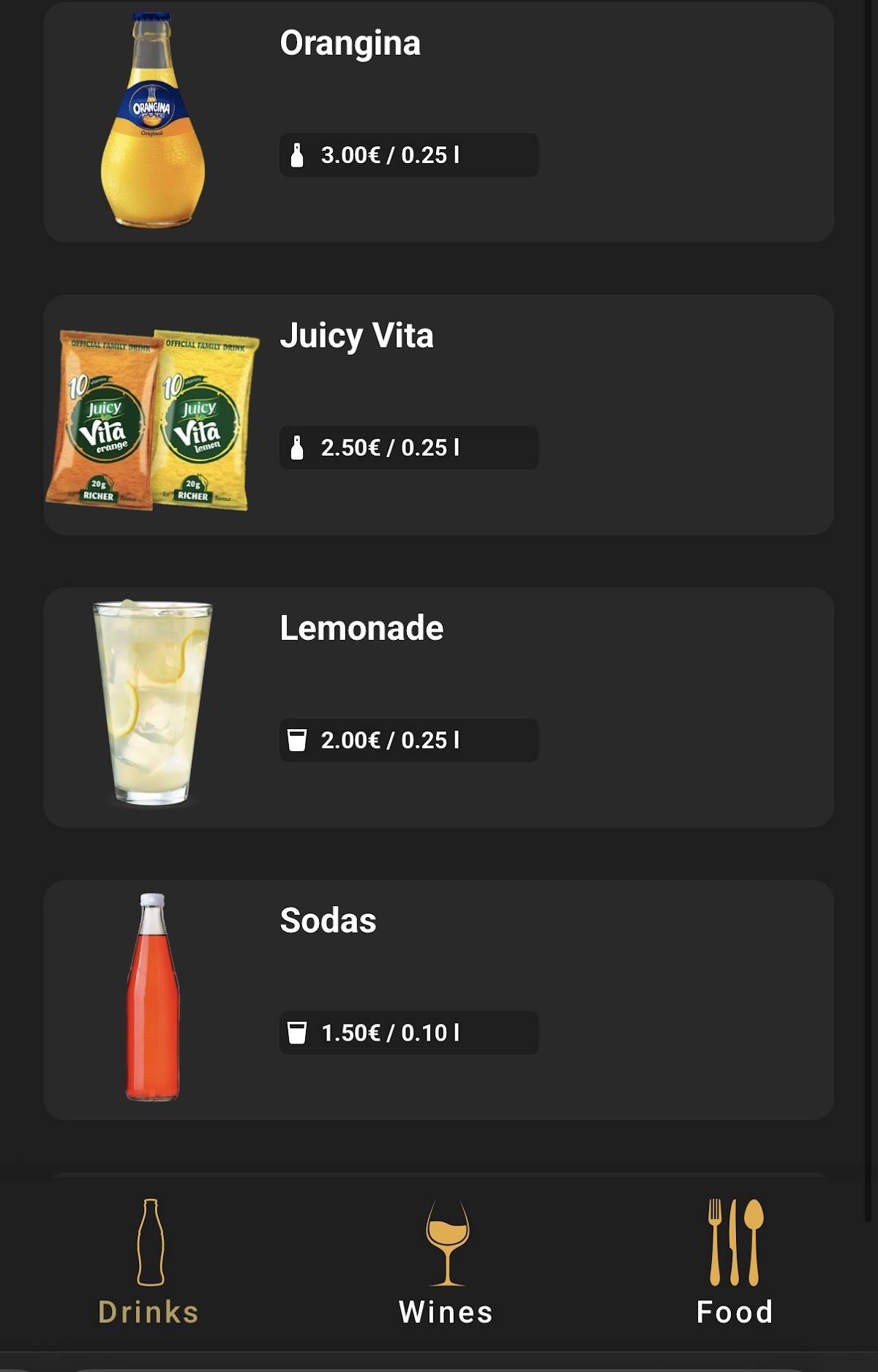 Menu de Caffe Bar Tiffany