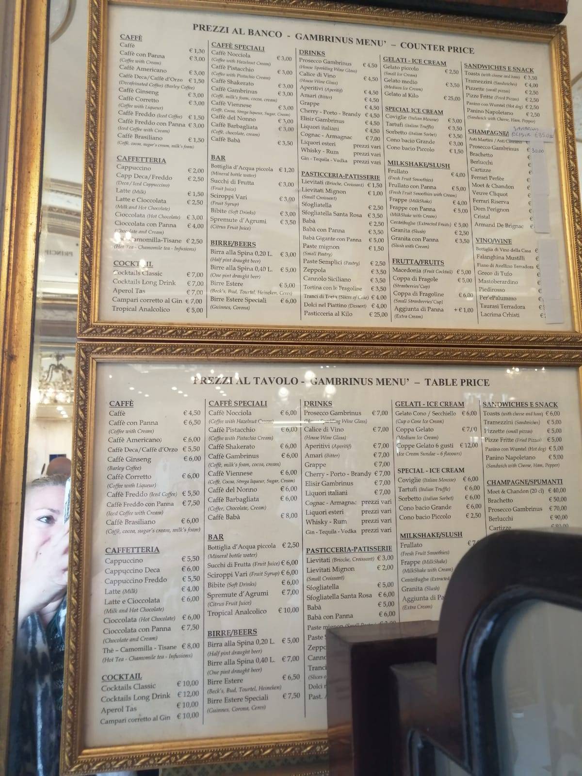 Menu di Caffè Rosati 