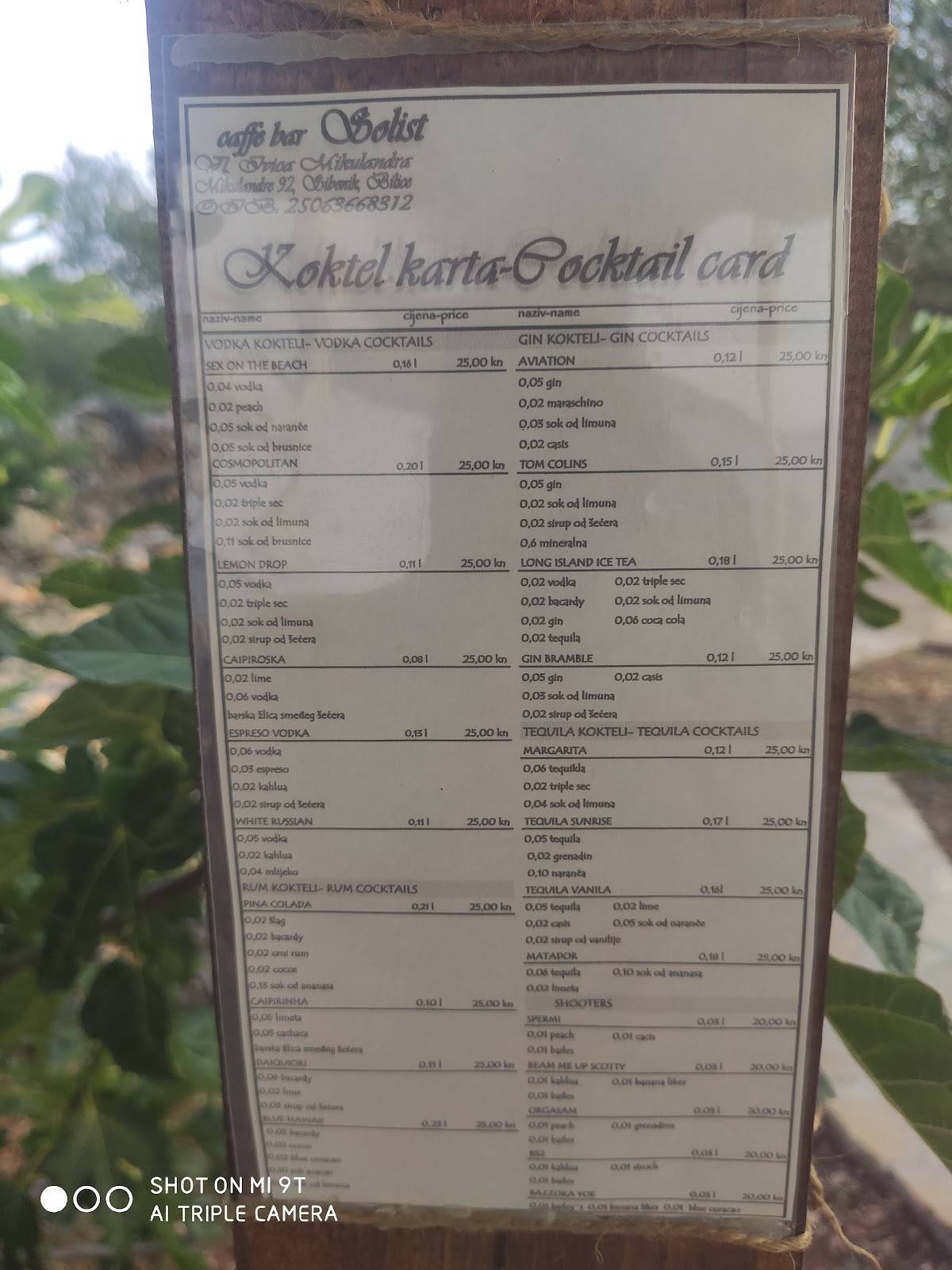 Menu di Konoba Solist 