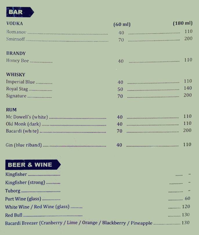 Dommat Beach Shack menu