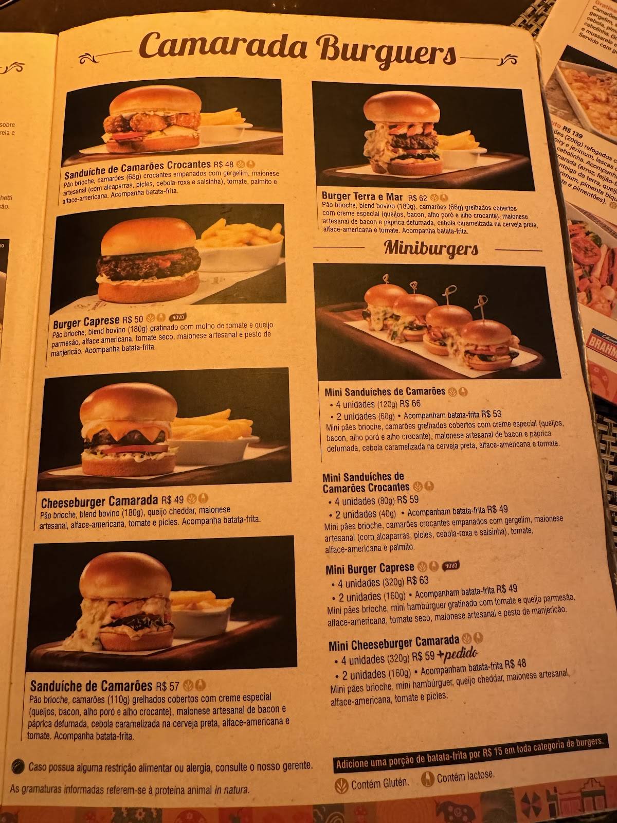 Camarada Camarão São Paulo - Mooca Plaza Shopping cardápio
