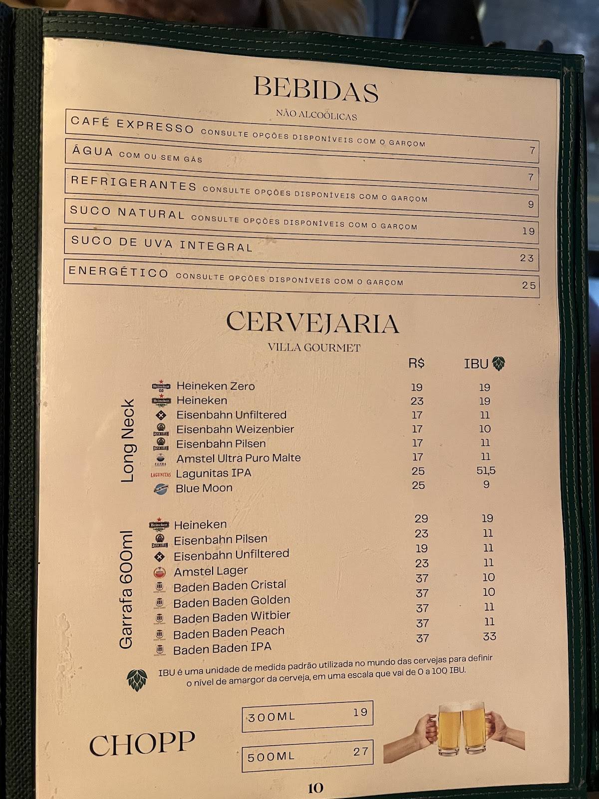 Villa Gourmet cardápio