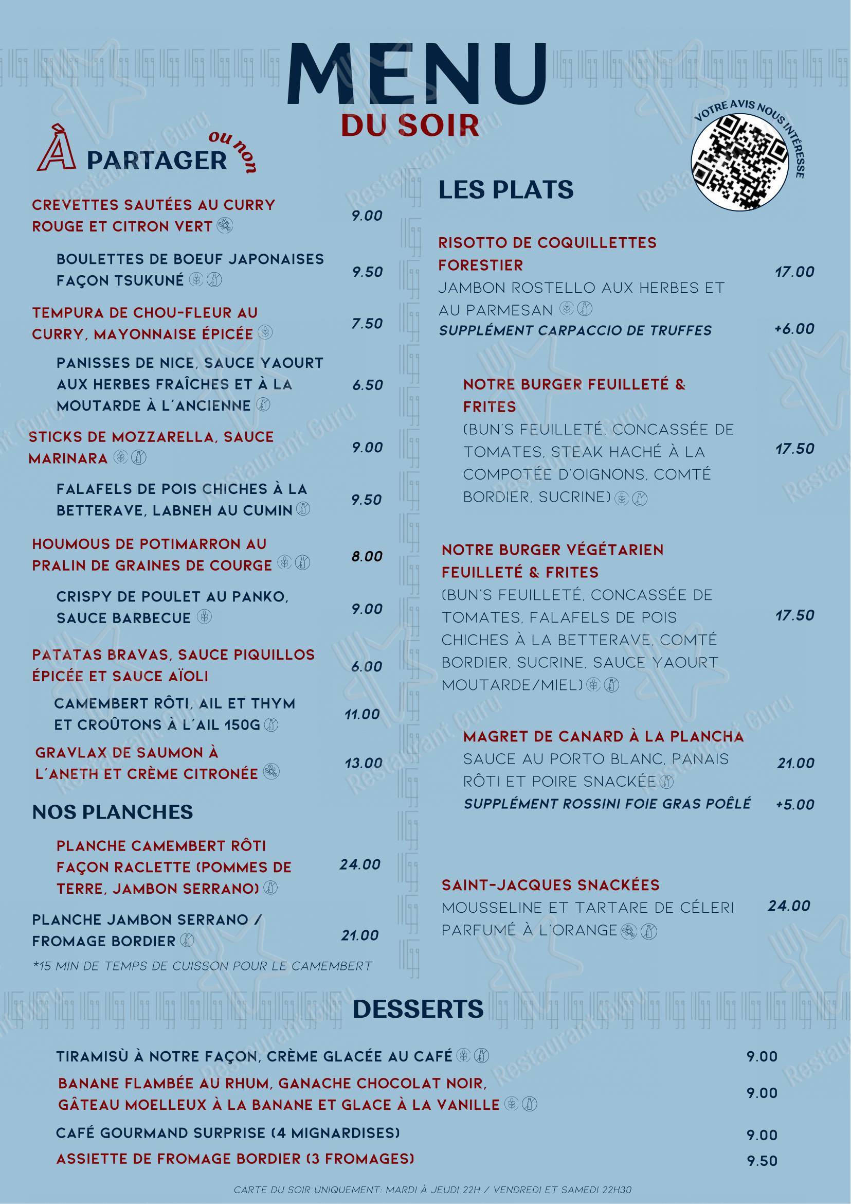 Menu pour Sipario - Menu