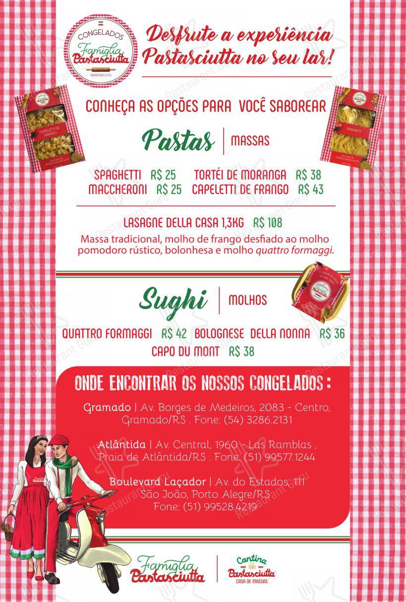 Menu para Cantina Pastasciutta em Gramado