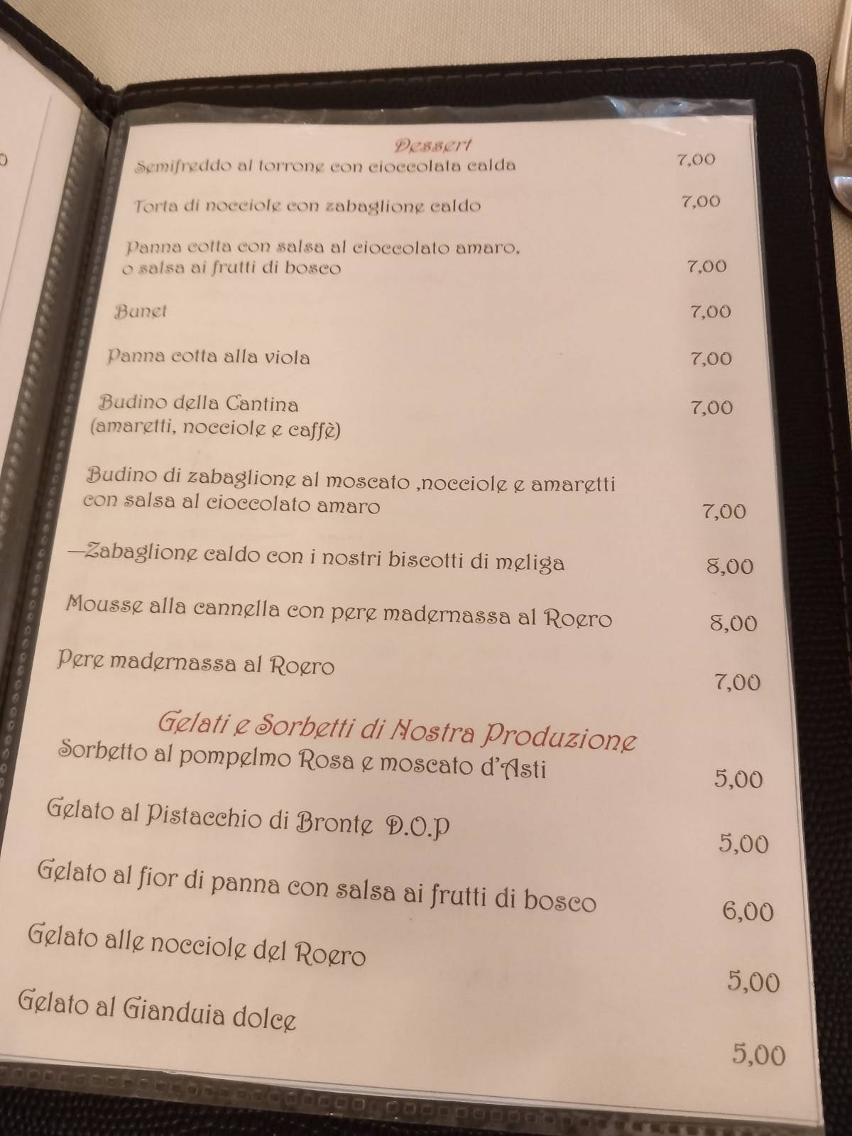 Menu di Cantina dei Cacciatori 