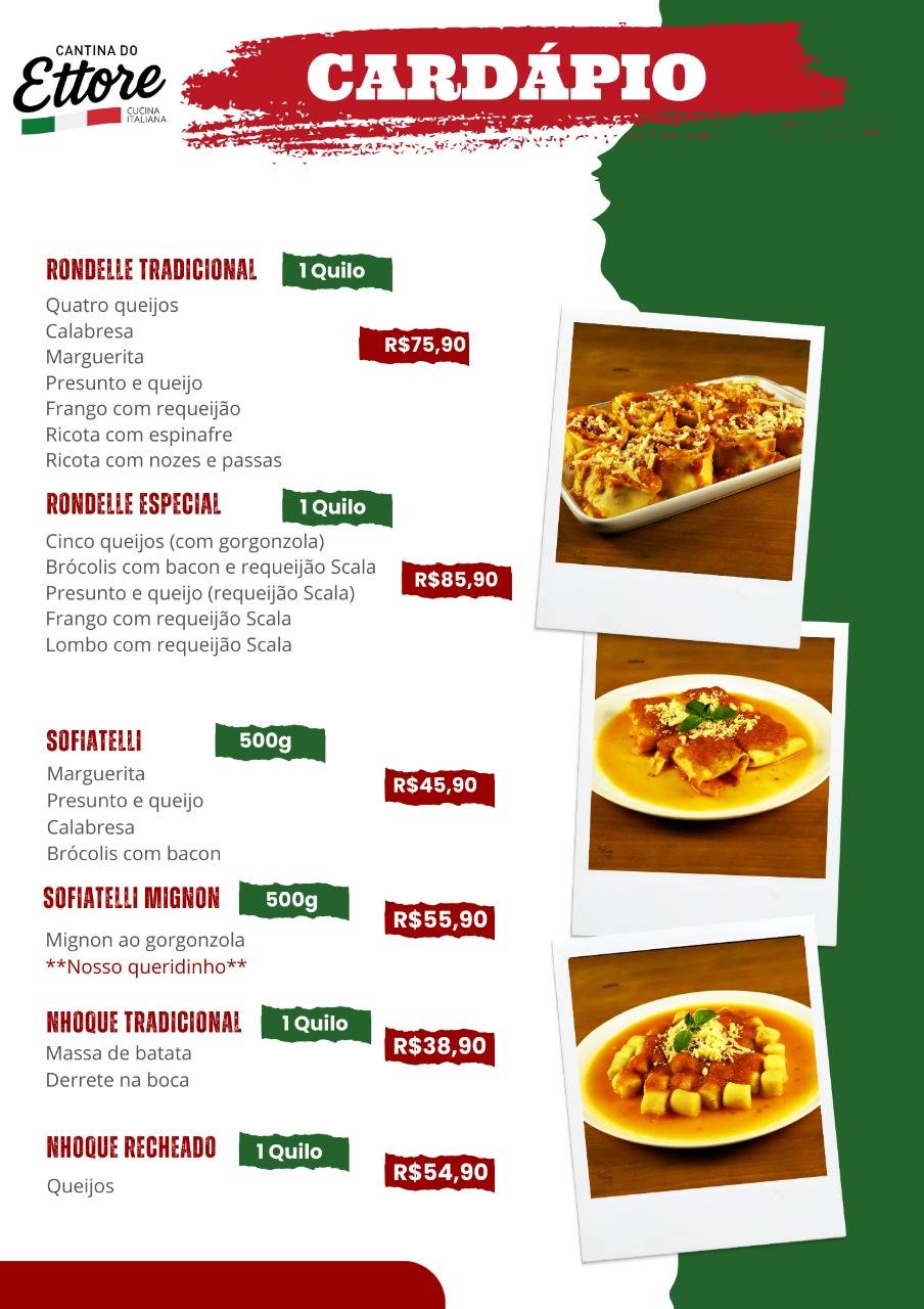 Cantina do Ettore cardápio
