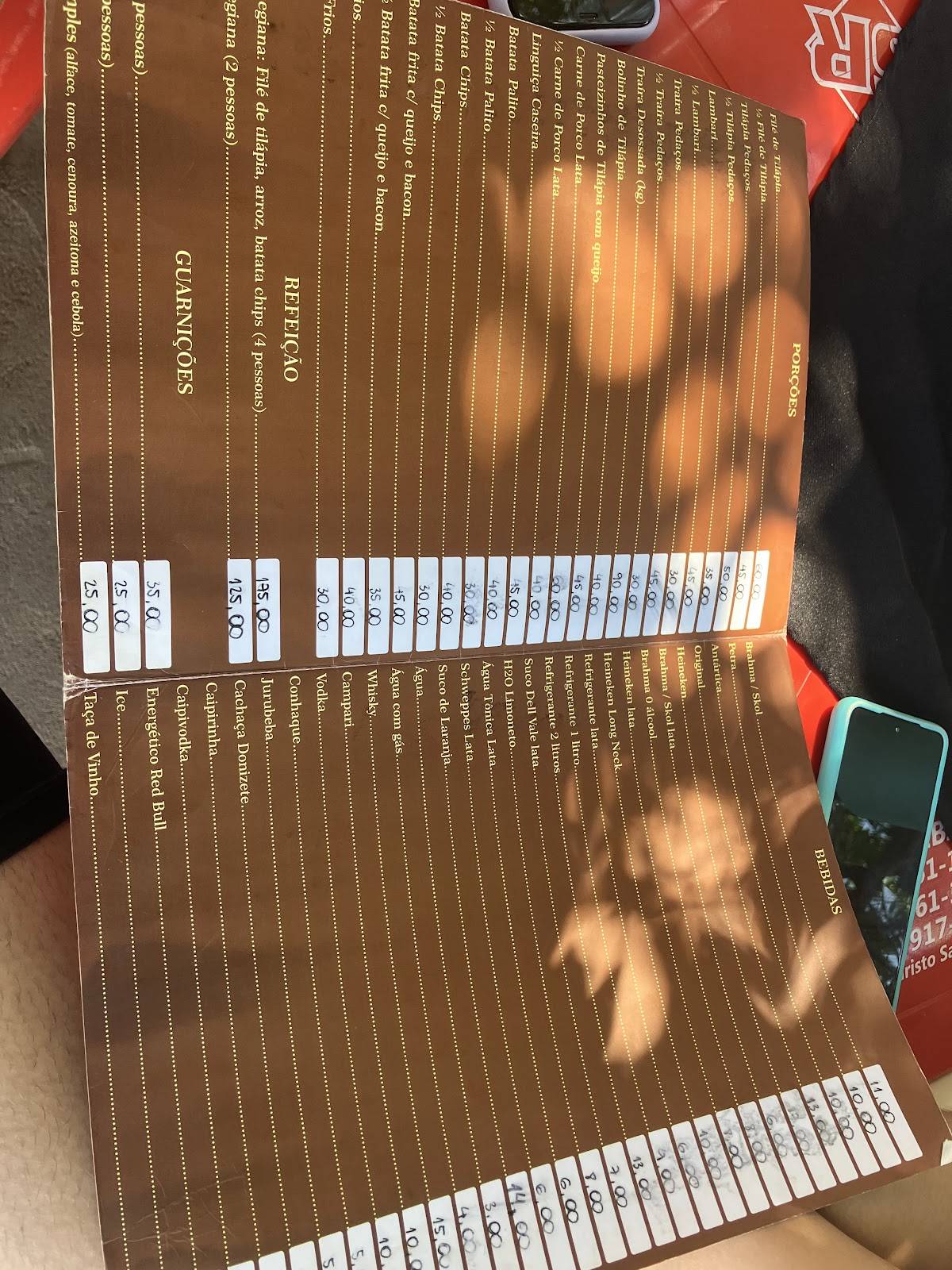 Cantinho do Peixe cardápio