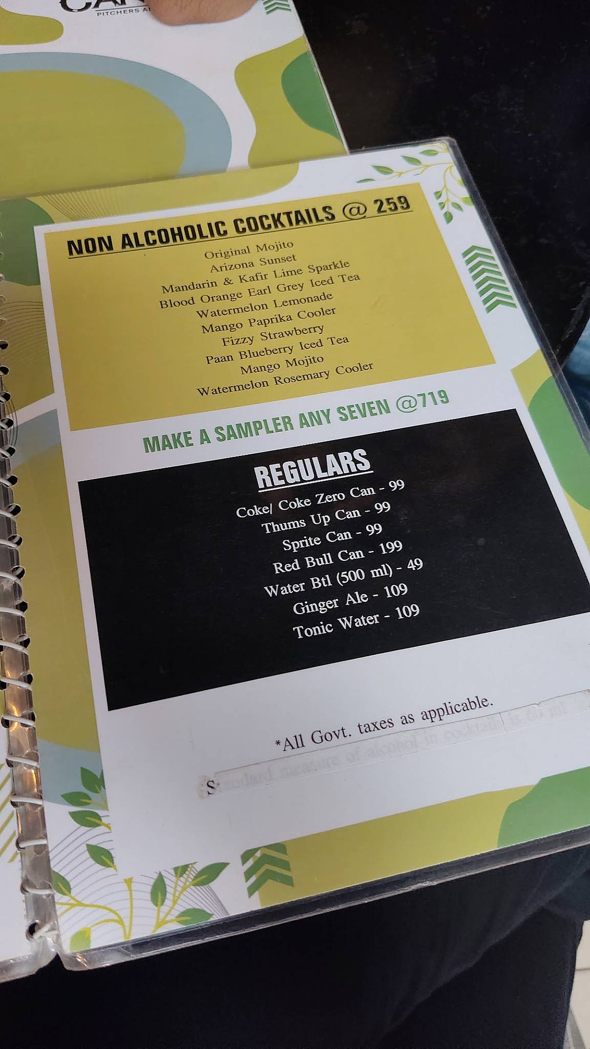 Cantino menu