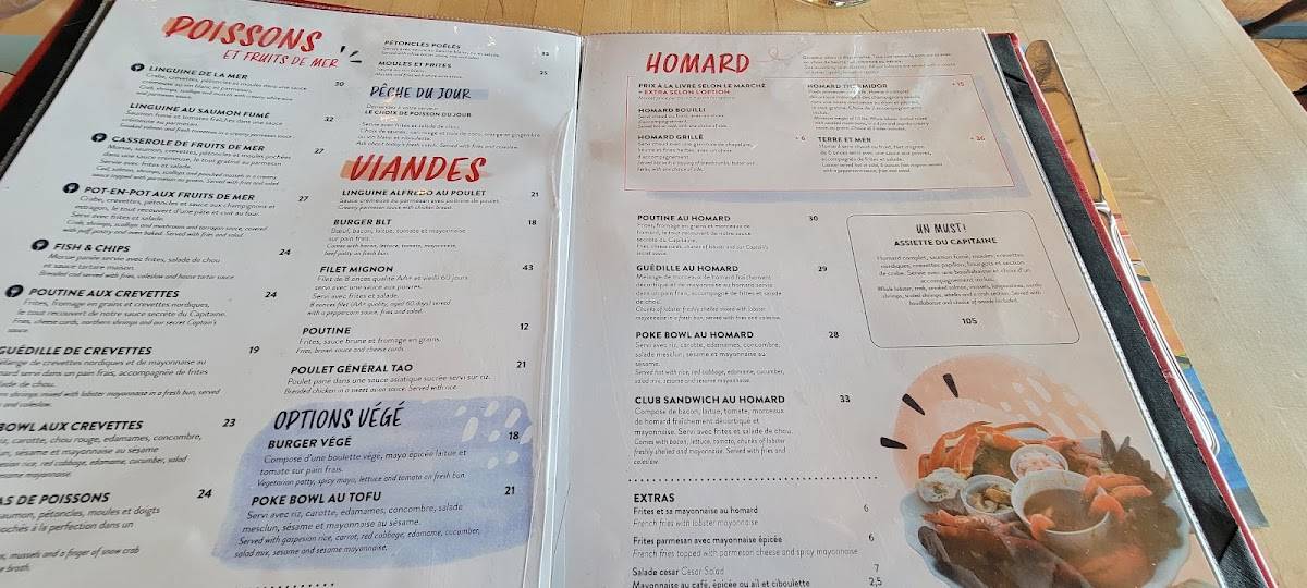 Menu de Capitaine Homard