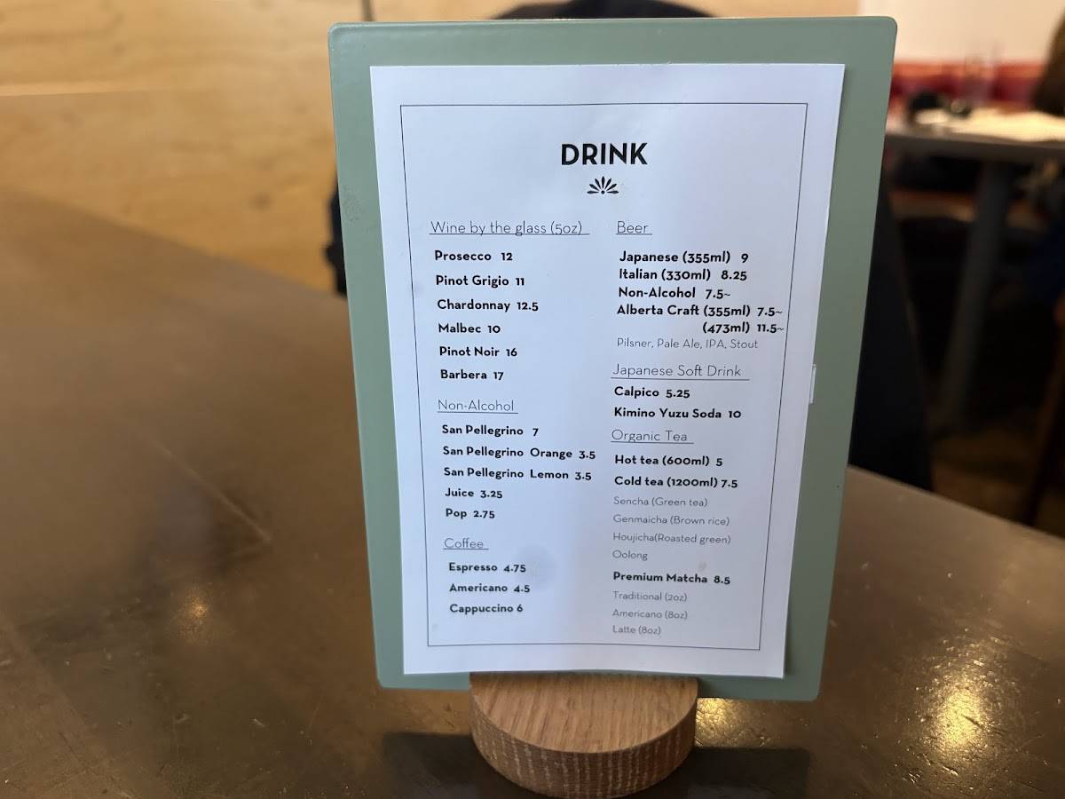 Menu de Carino Riserva