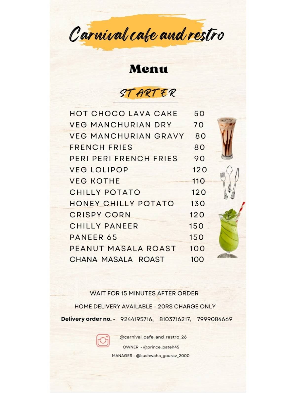 Carnival Cafe & Restro menu