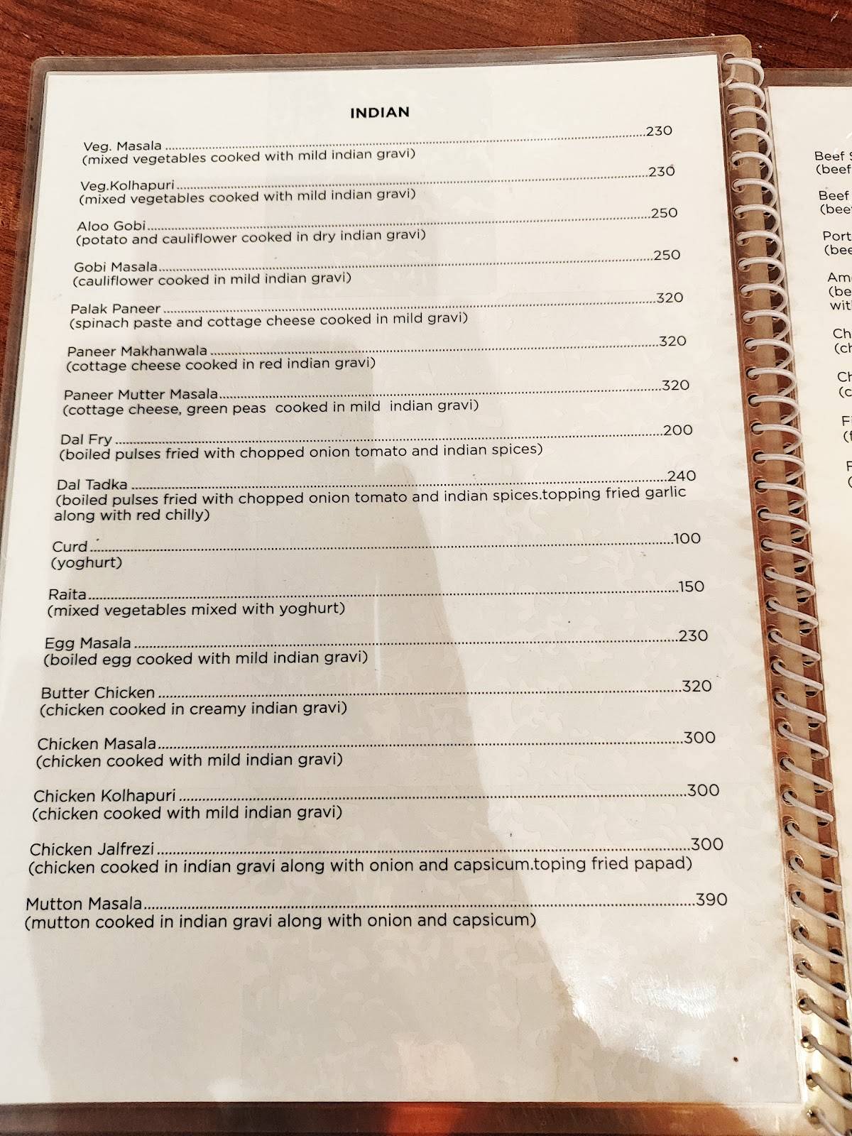 Carvalho's Bar & Restaurant menu