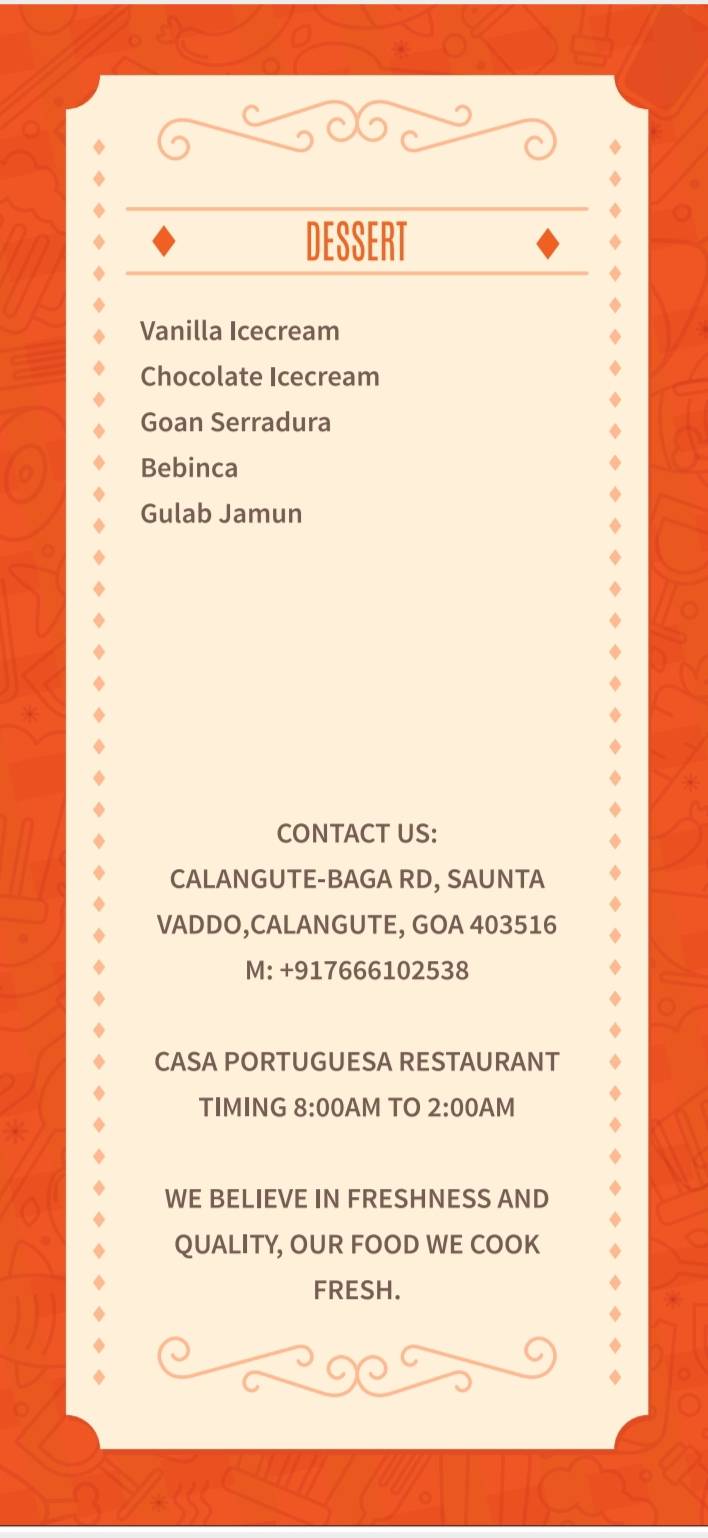 Casa Portuguesa Restaurante menu