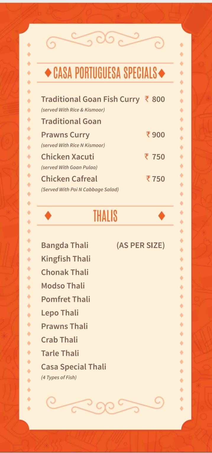 Casa Portuguesa Restaurante menu