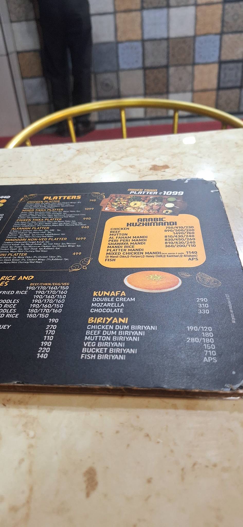 Casa Rasa Kannur menu
