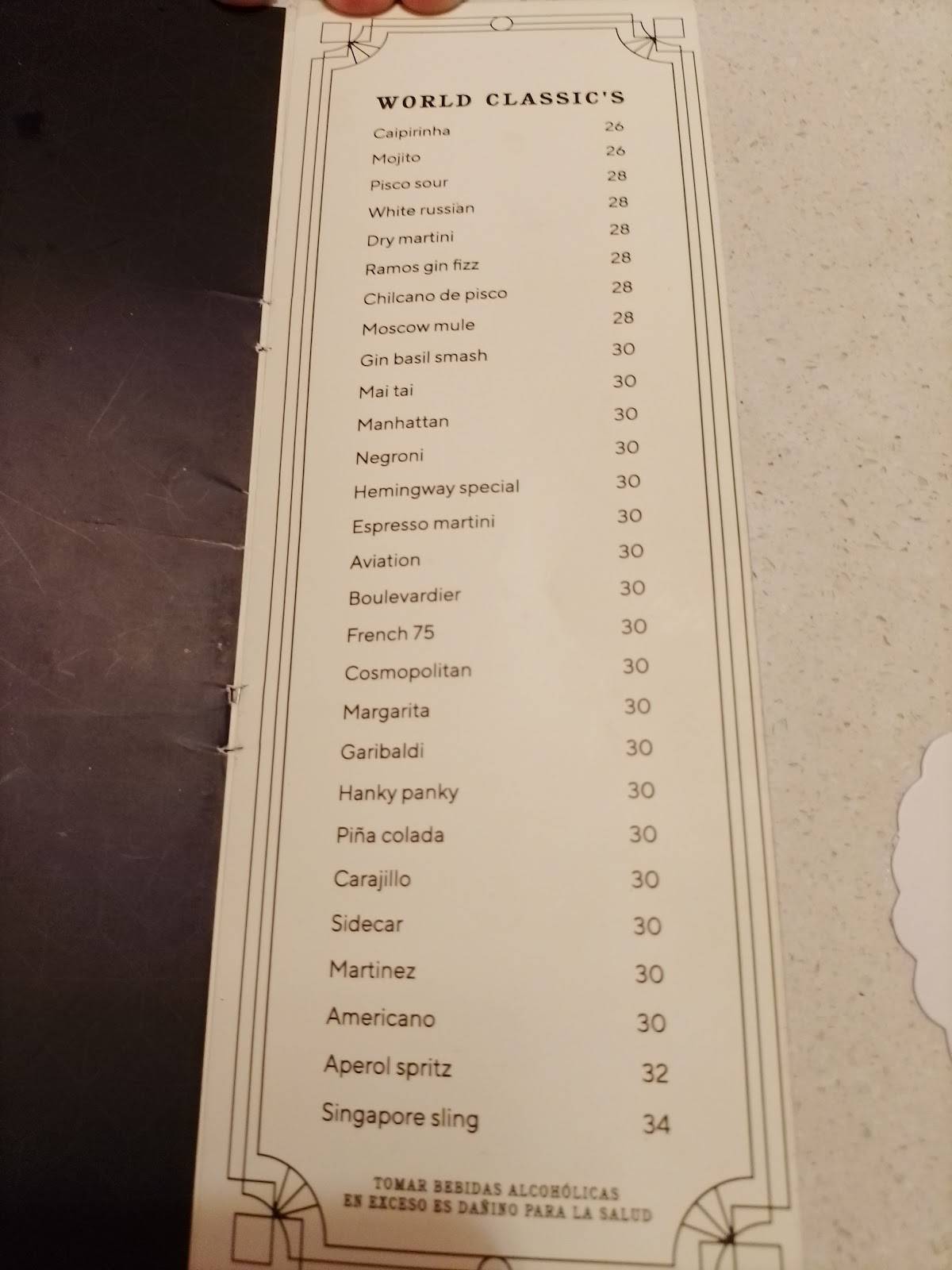 Carta de Casa Tambo Restaurant, Lima