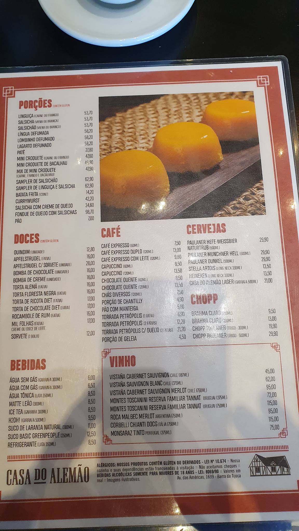 Casa do Alemâo cardápio