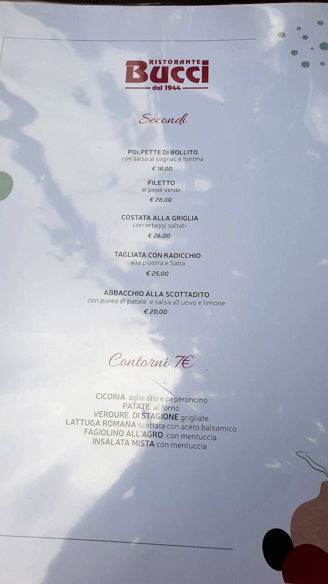 Menu di Bucci 