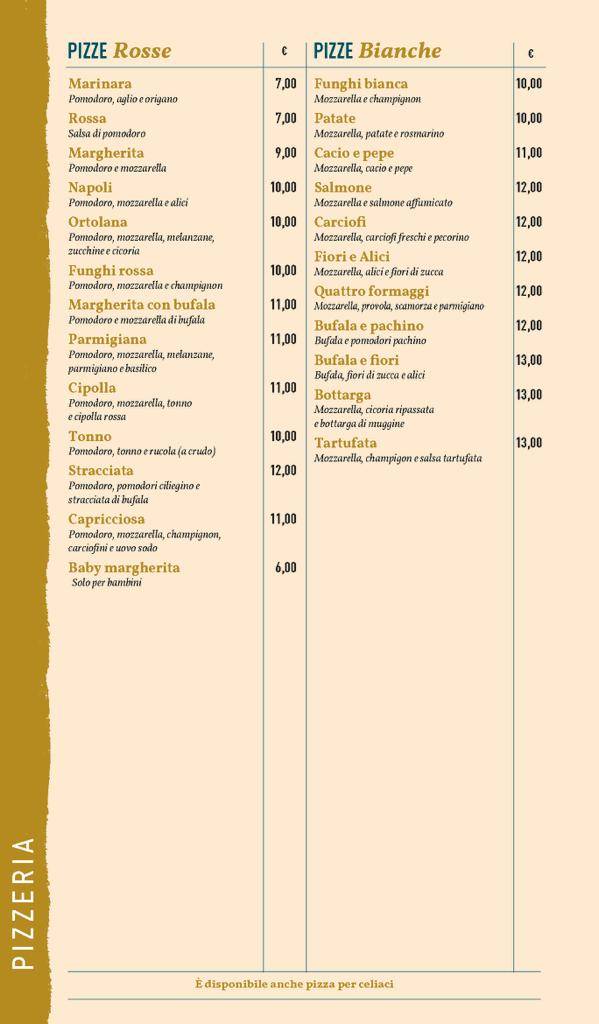 Menu di C'è Pasta e Pizza - Kosher 