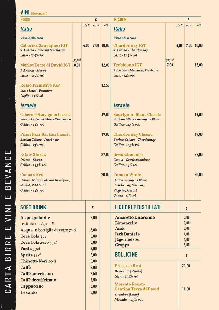 Menu di C'è Pasta e Pizza - Kosher 