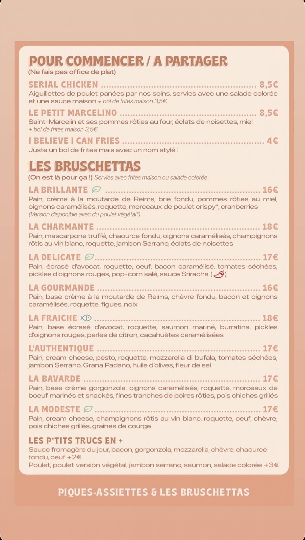 Menu de Céleste