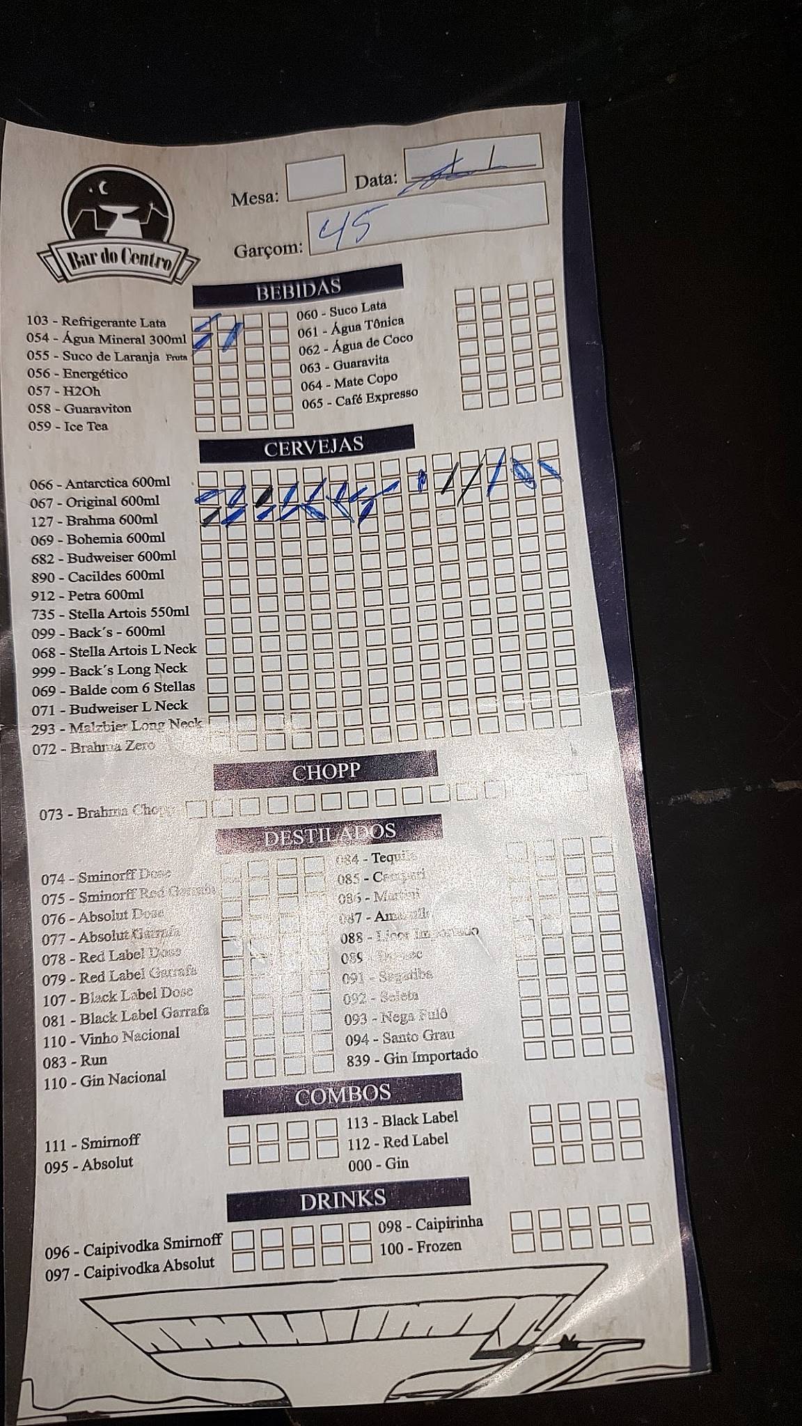 Bar do Centro cardápio