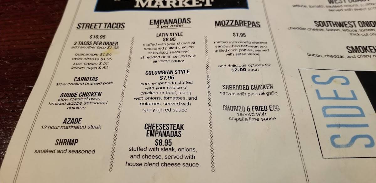 Menu at Central Park NJ Sports Bar Restaurant Banquet Hall