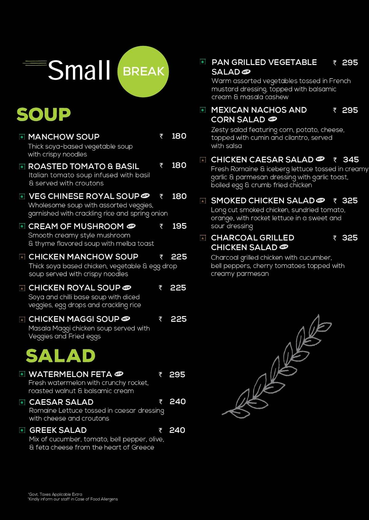 Chai Break Cafe & Bar menu