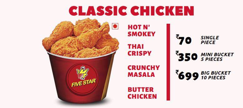 Five Star Chicken menu