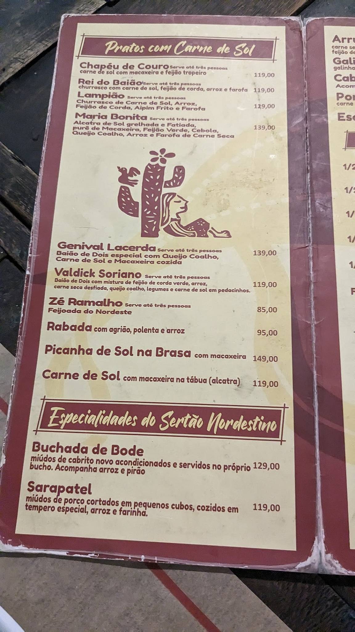 Restaurante Chapéu De Couro cardápio