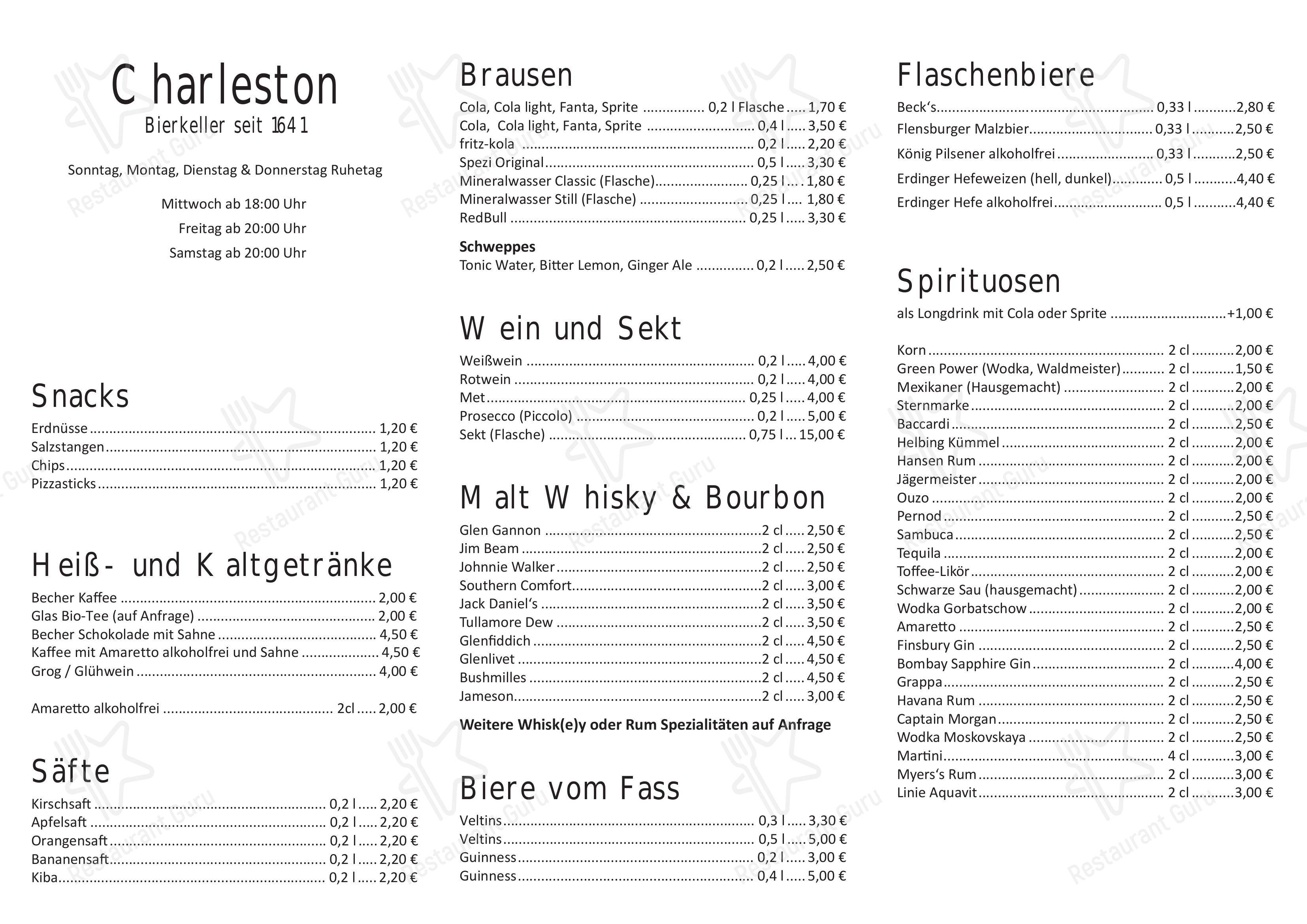 Charleston dans Rendsburg - Menu