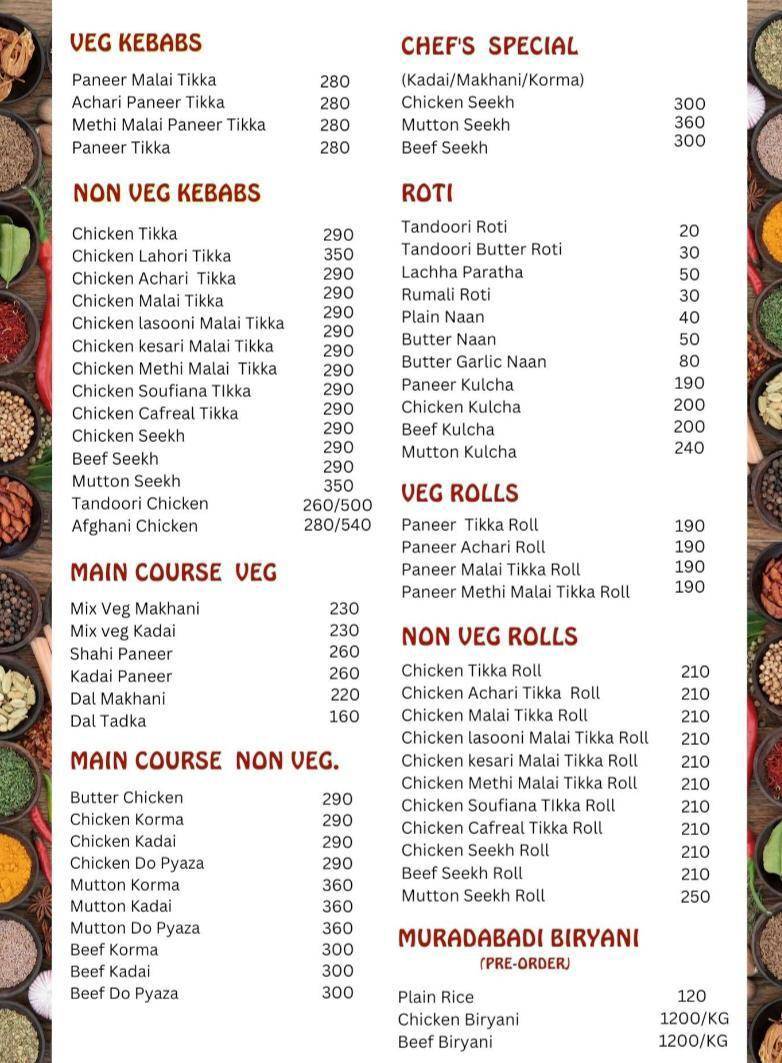 Charlie'z Kebab Kitchen menu