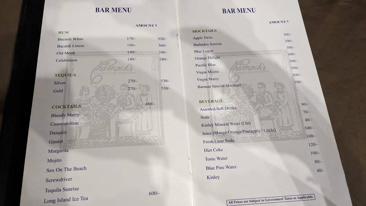 Charnock's Multicuisine Restaurant Salt Lake menu