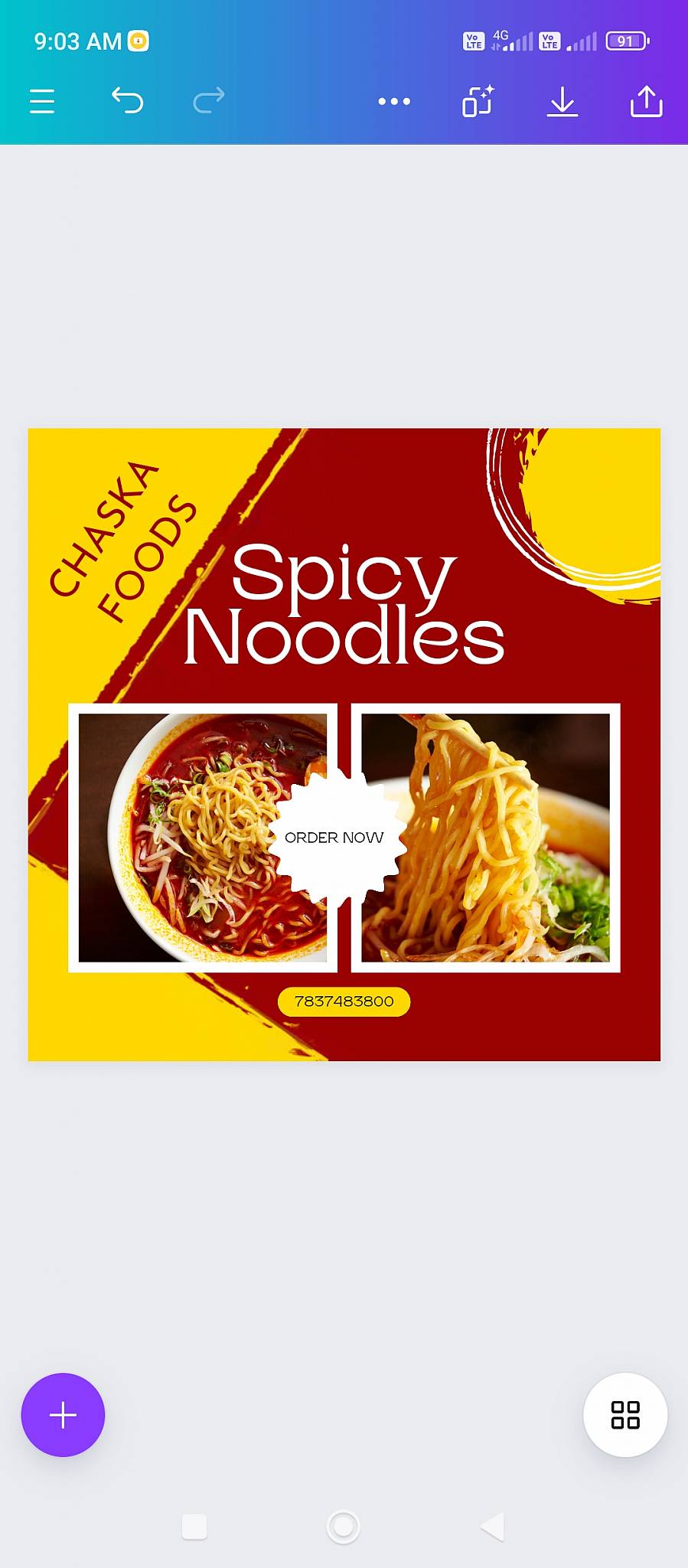 CHASKA FOODS menu