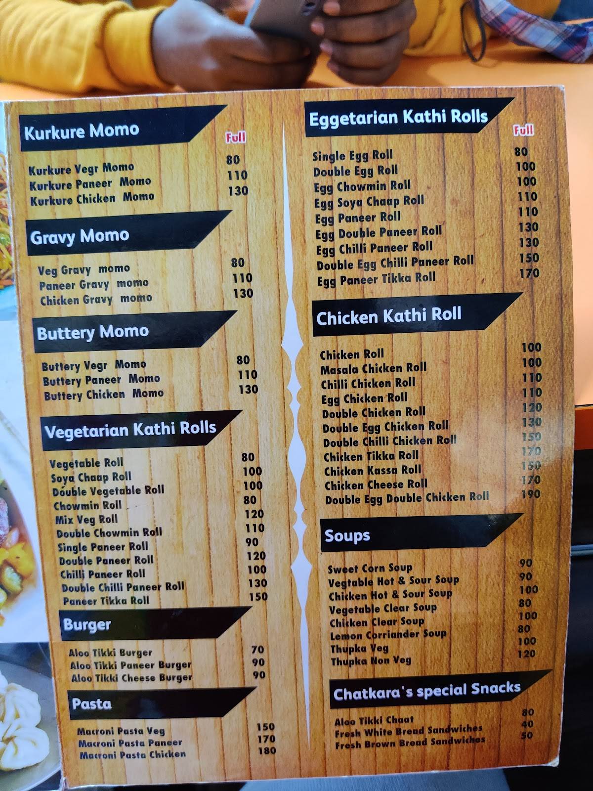 Chatkara Flames menu