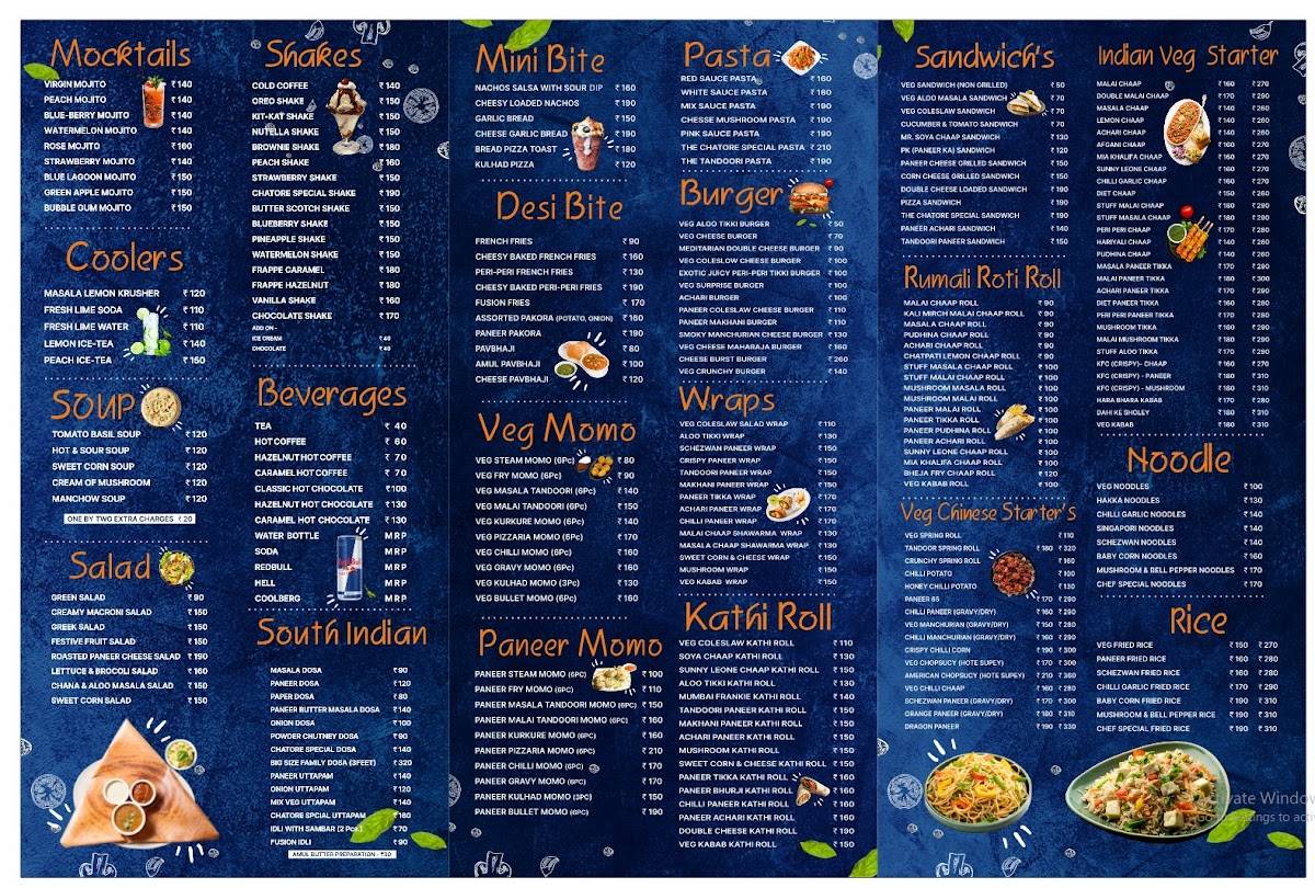 Chatore Restaurent & Cafe menu