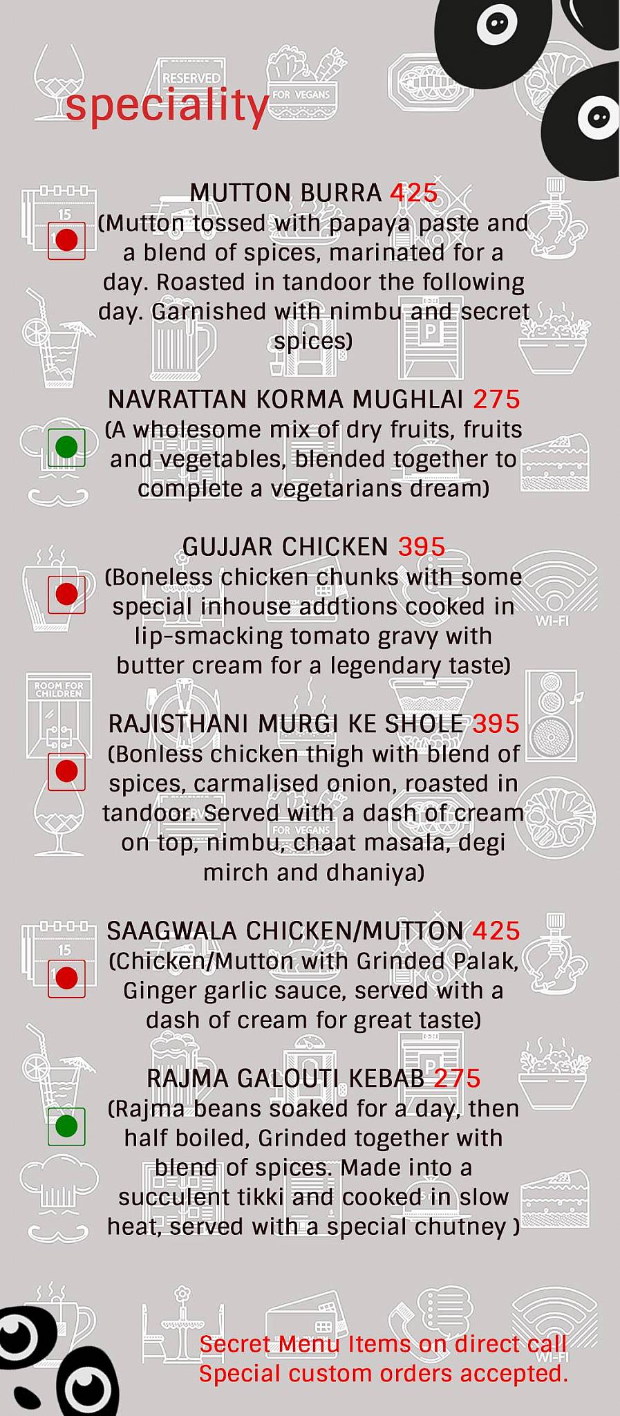 Chatpata Panda menu