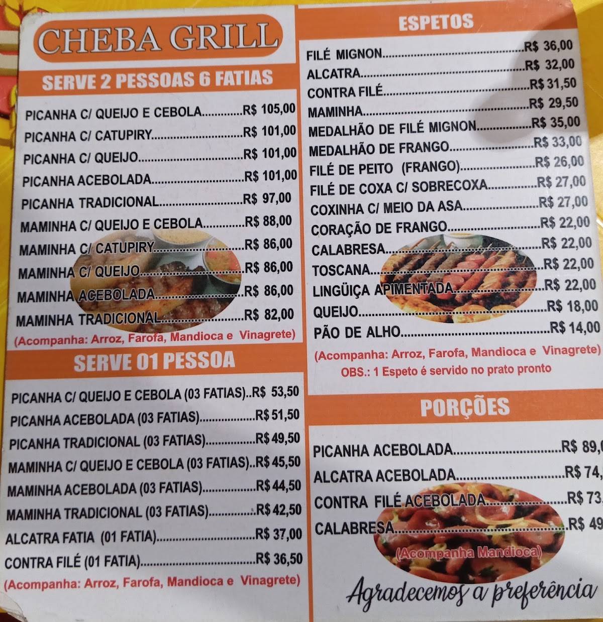 Cheba Grill cardápio