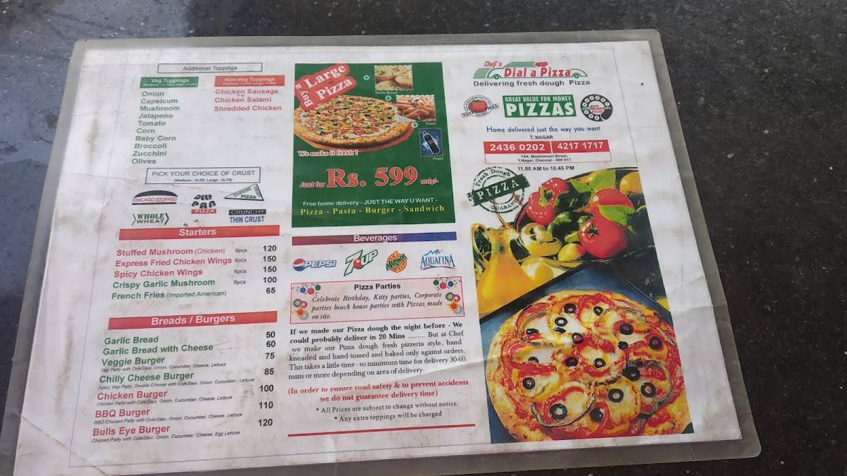 Chef Express menu