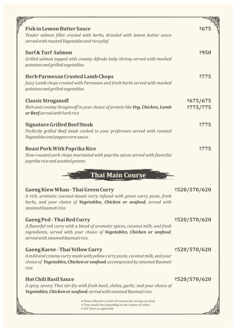 Kipling Cafe menu