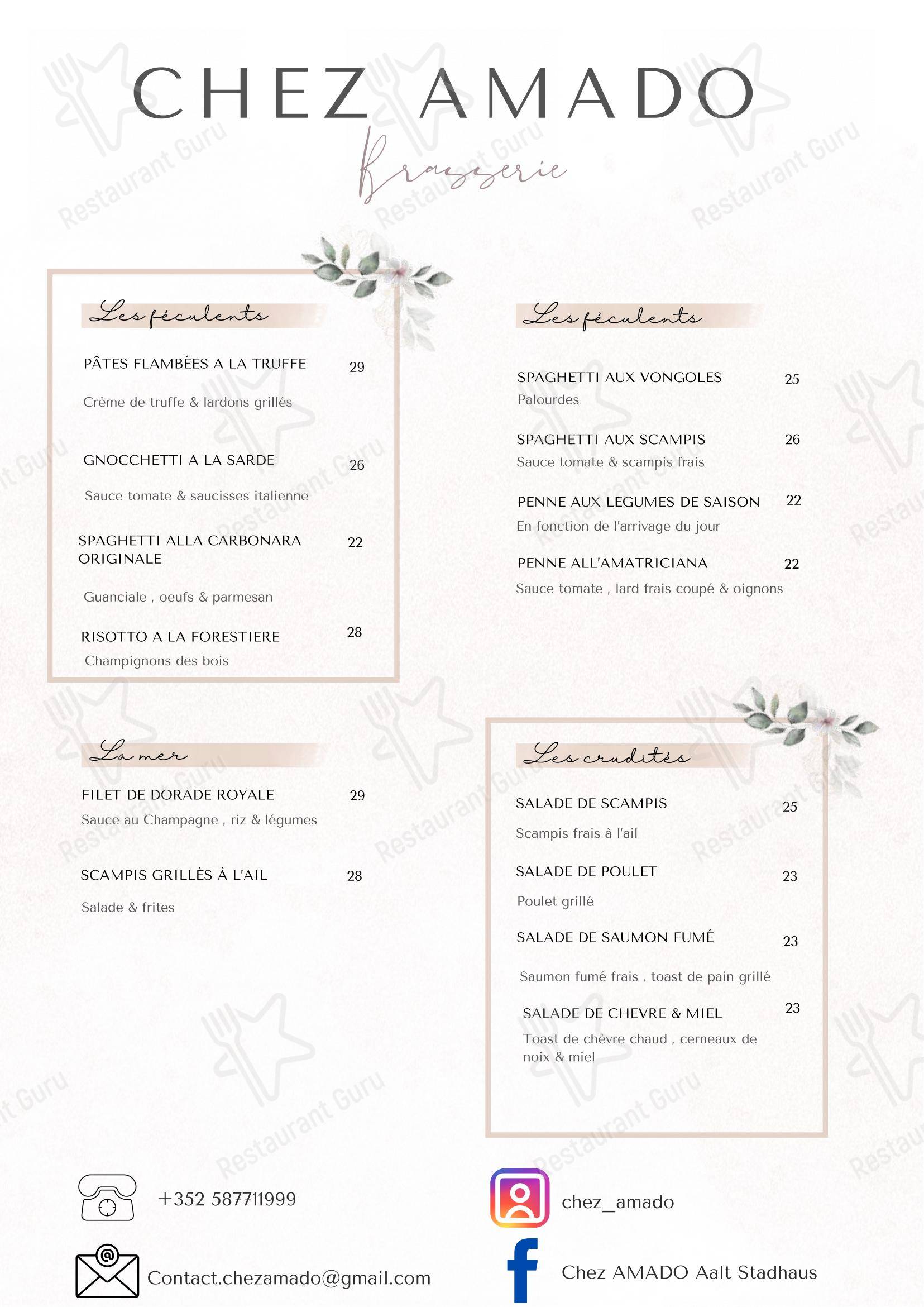 Menu bar pour Chez Amado restaurant
